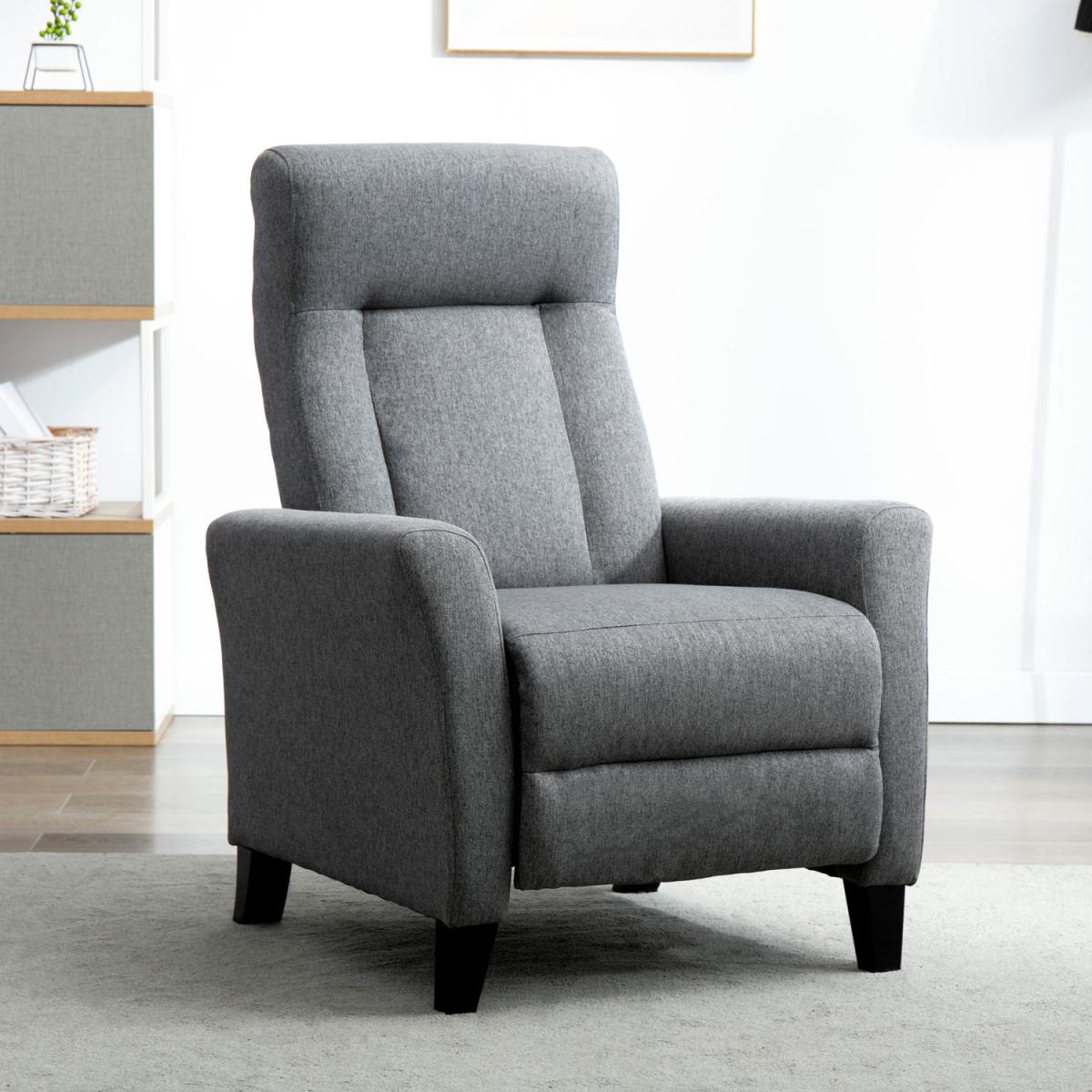 Eppleworth Linen Fabric Pushback Recliner Armchair - Grey – image 3
