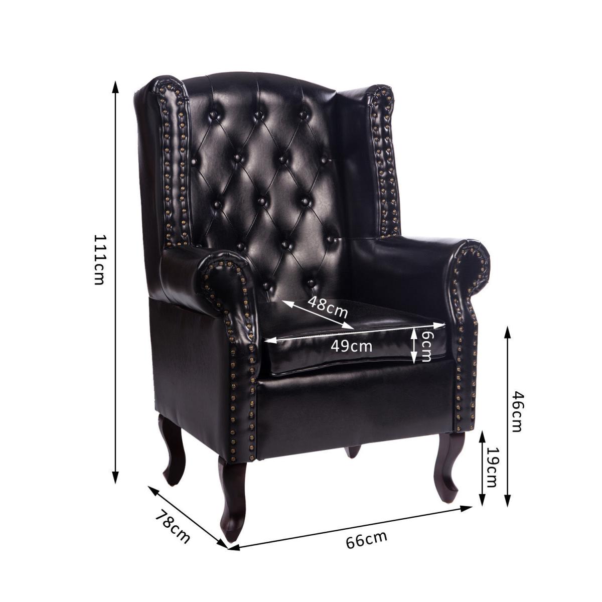 PU Leather High Back Chair with Foot Stool - Black – image 2