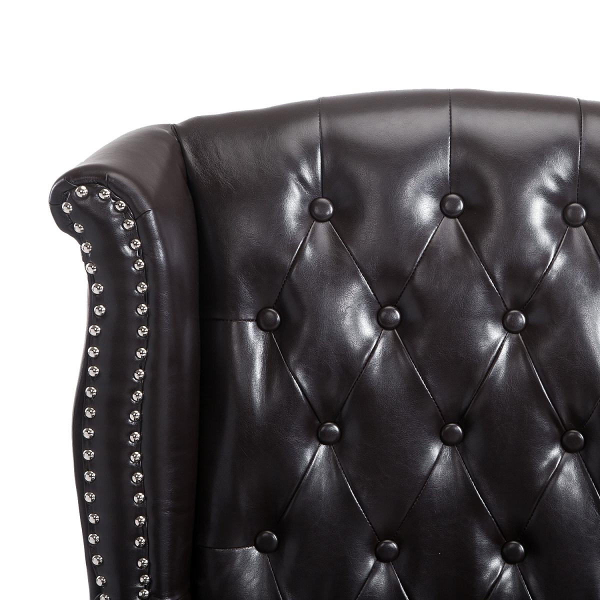PU Leather High Back Chair with Foot Stool - Black – image 11