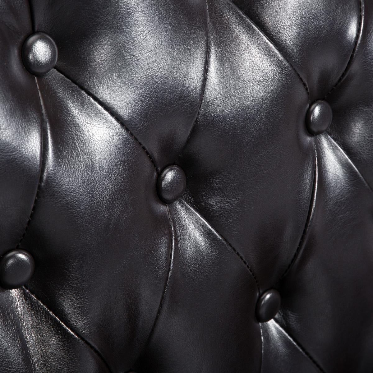 PU Leather High Back Chair with Foot Stool - Black – image 12