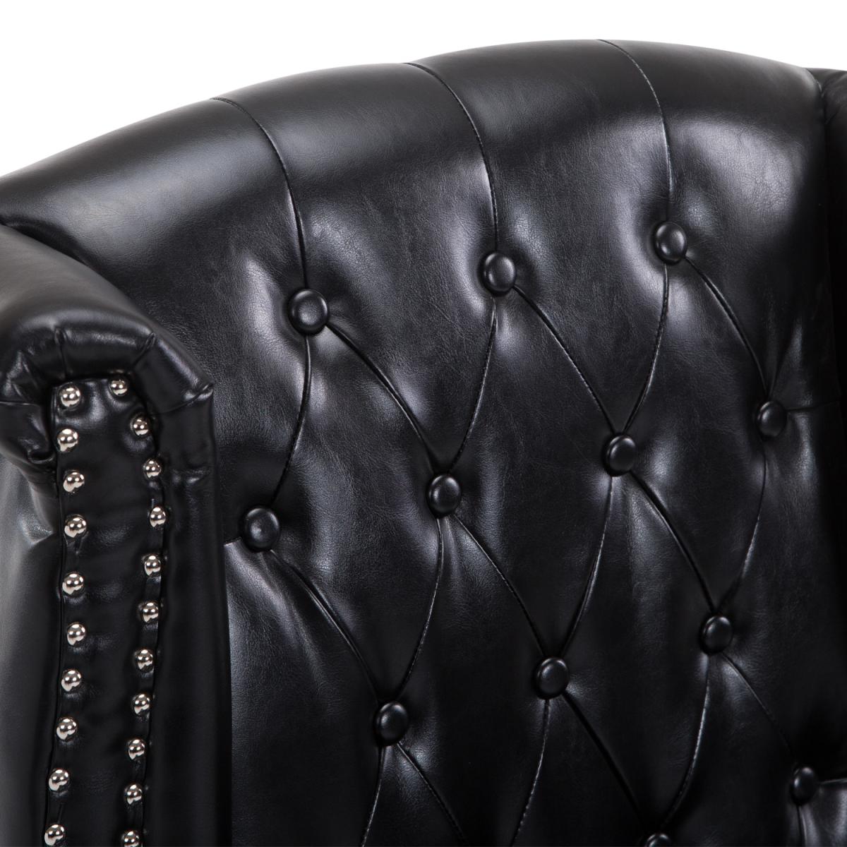 PU Leather High Back Chair with Foot Stool - Black – image 3