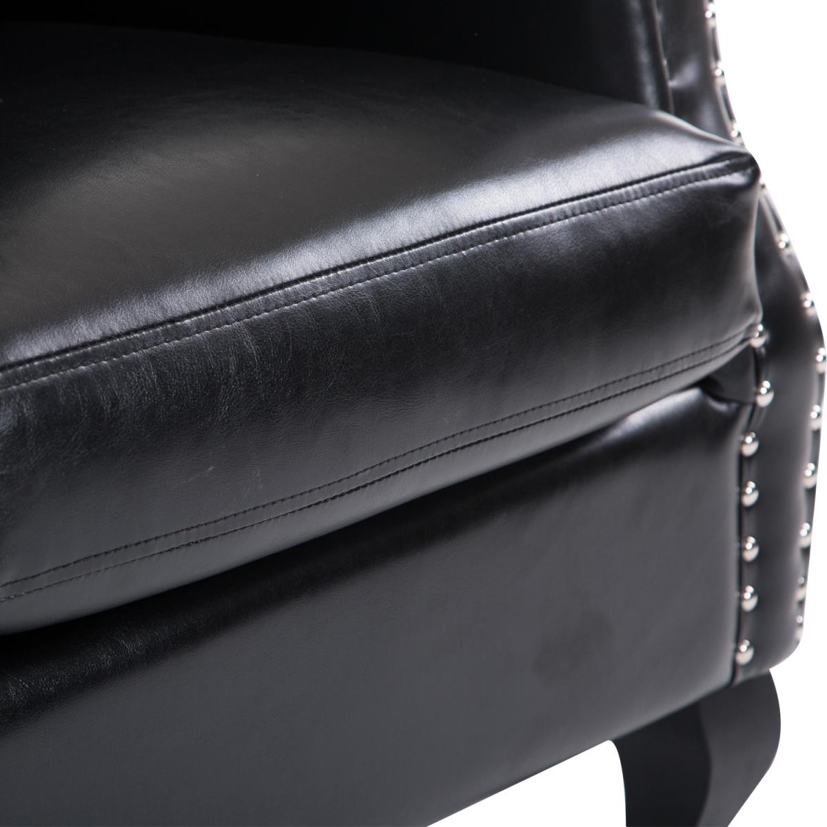 PU Leather High Back Chair with Foot Stool - Black – image 5