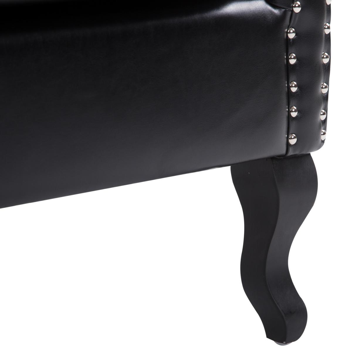 PU Leather High Back Chair with Foot Stool - Black – image 6
