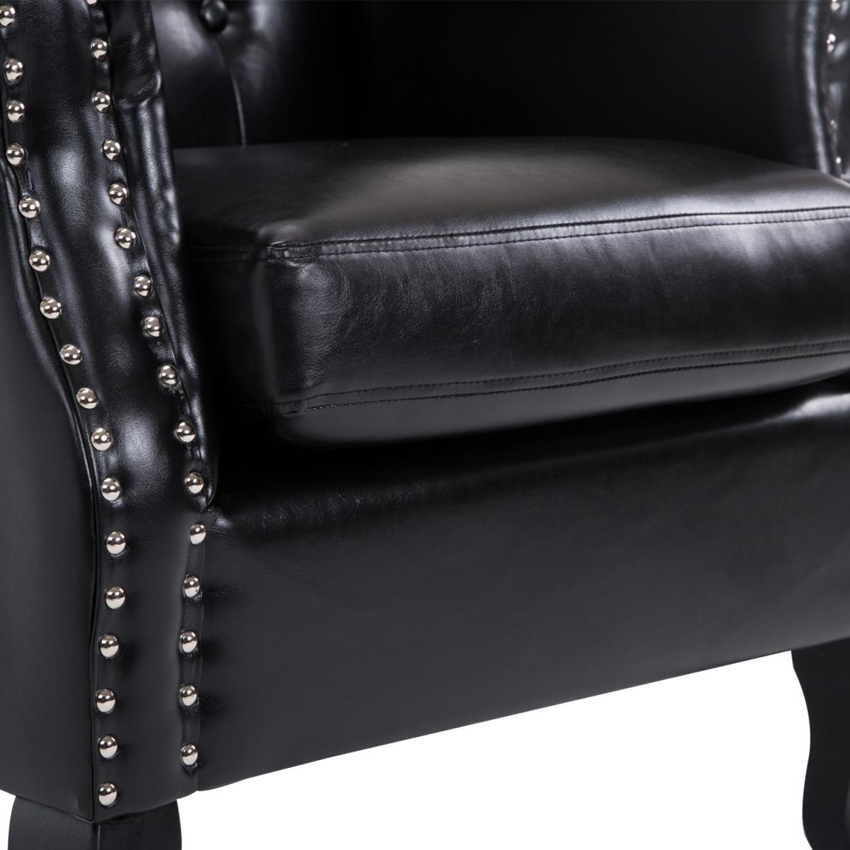 PU Leather High Back Chair with Foot Stool - Black – image 7