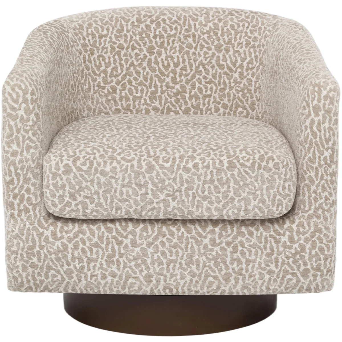 Swivel Upholstered Barrel Armchair with Padded Armrests - Light Brown – image 3