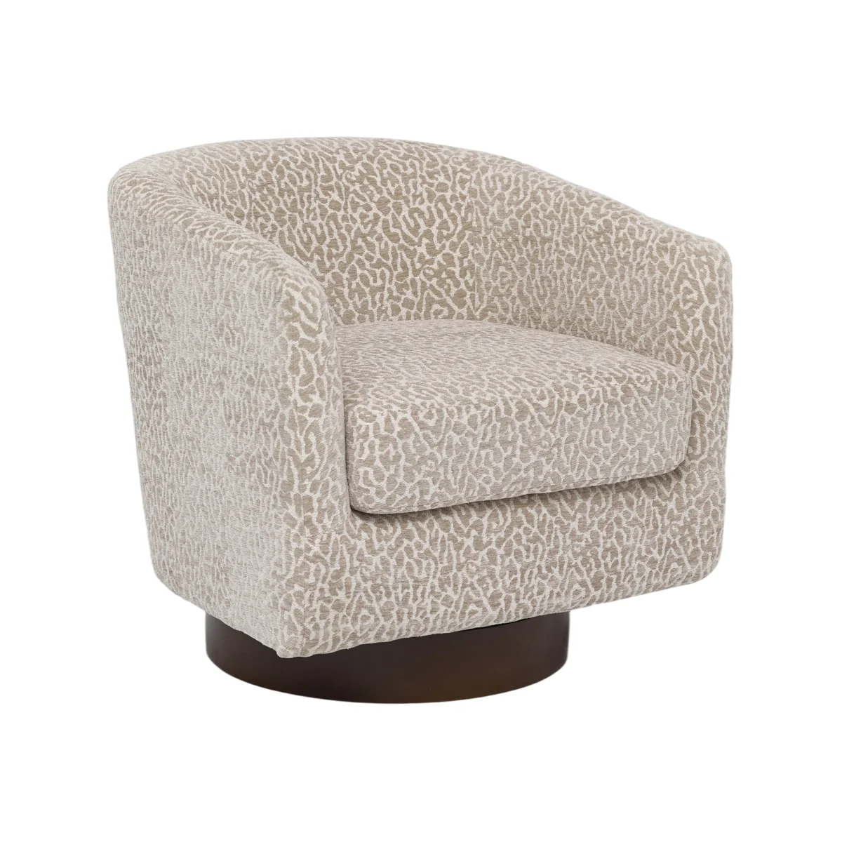 Swivel Upholstered Barrel Armchair with Padded Armrests - Light Brown – image 1