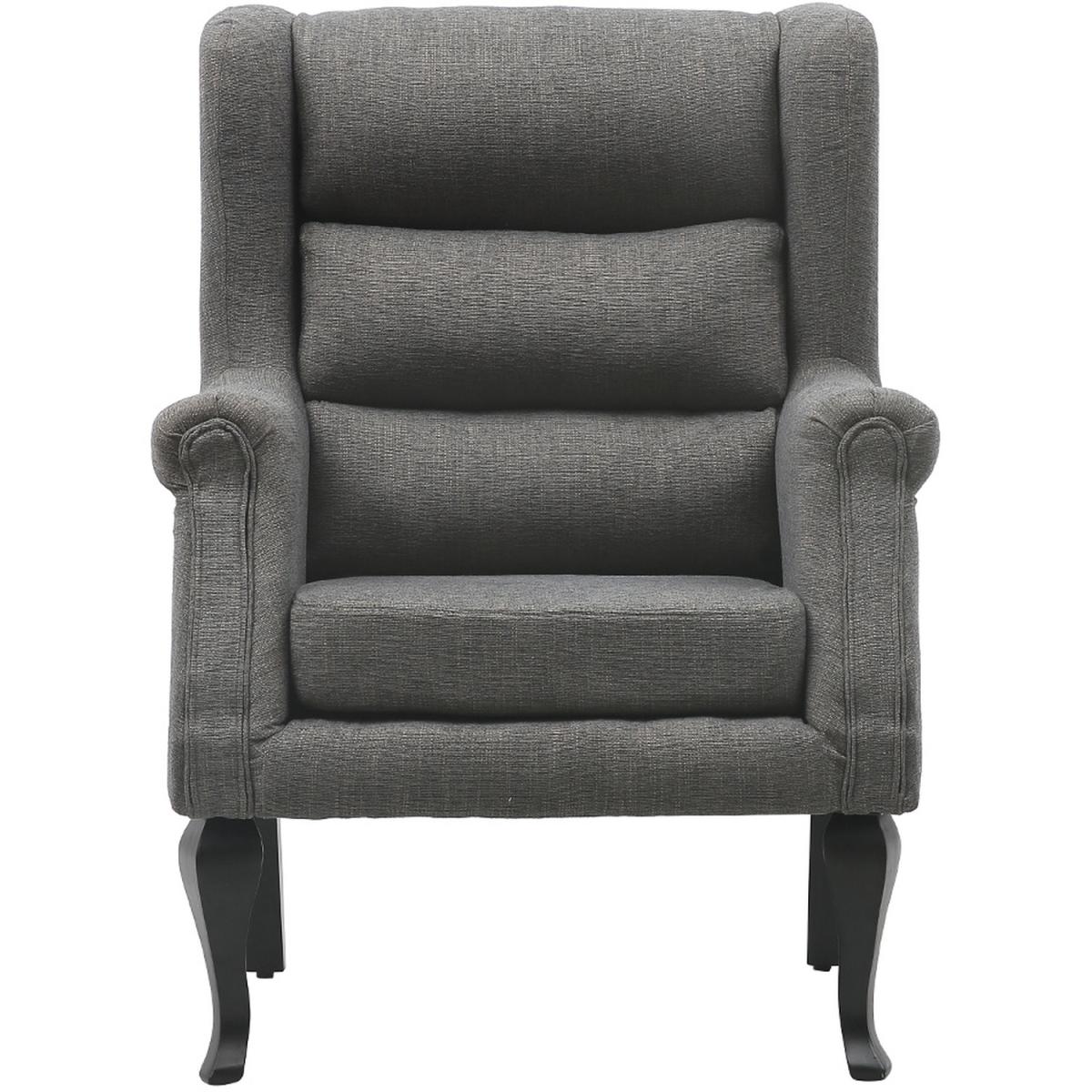 Corduroy Fabric Old Fashioned Armchair - Dark Grey – image 2