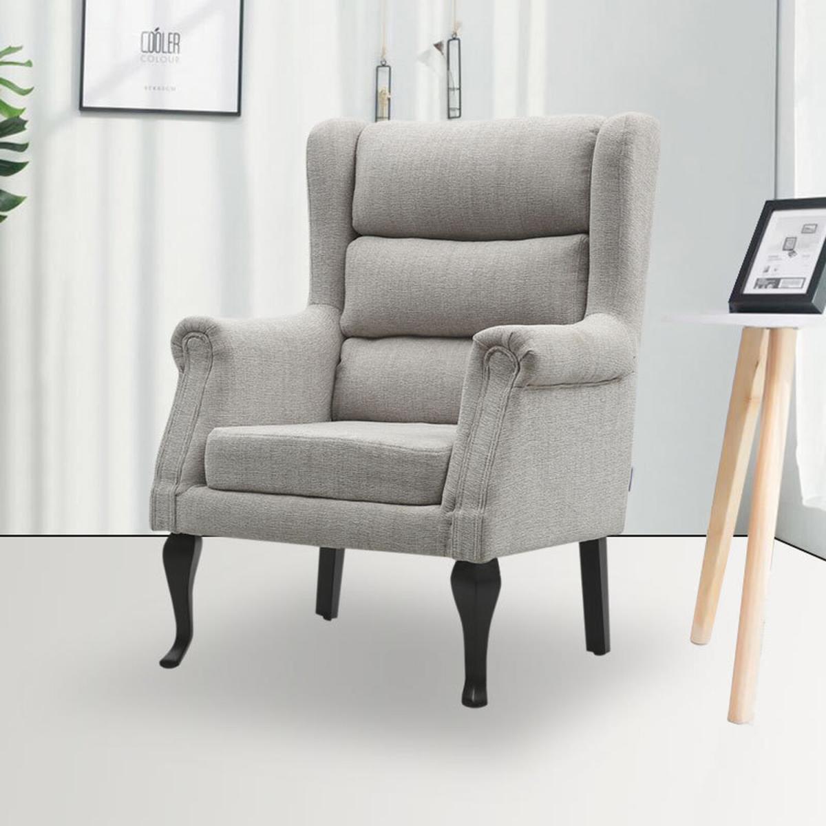 Corduroy Fabric Old Fashioned Armchair - Dark Grey – image 12