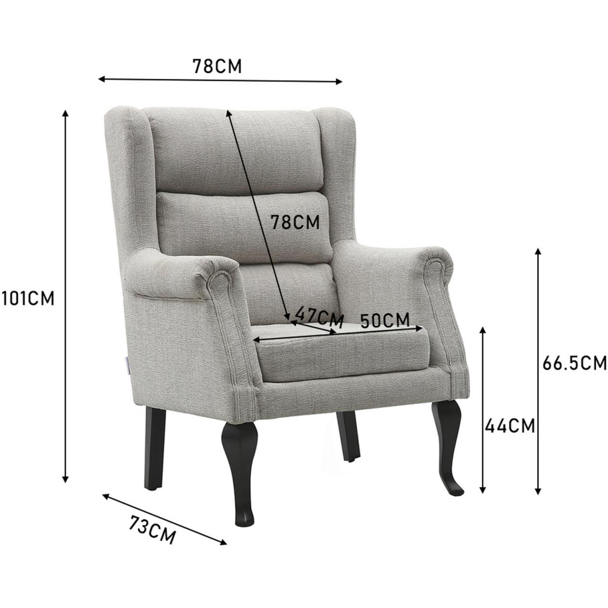 Corduroy Fabric Old Fashioned Armchair - Dark Grey – image 13