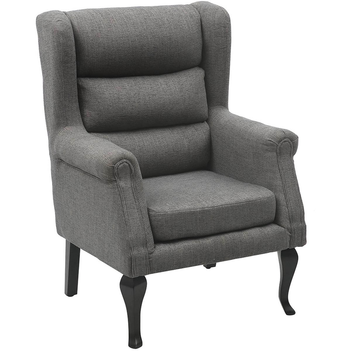 Corduroy Fabric Old Fashioned Armchair - Dark Grey – image 3