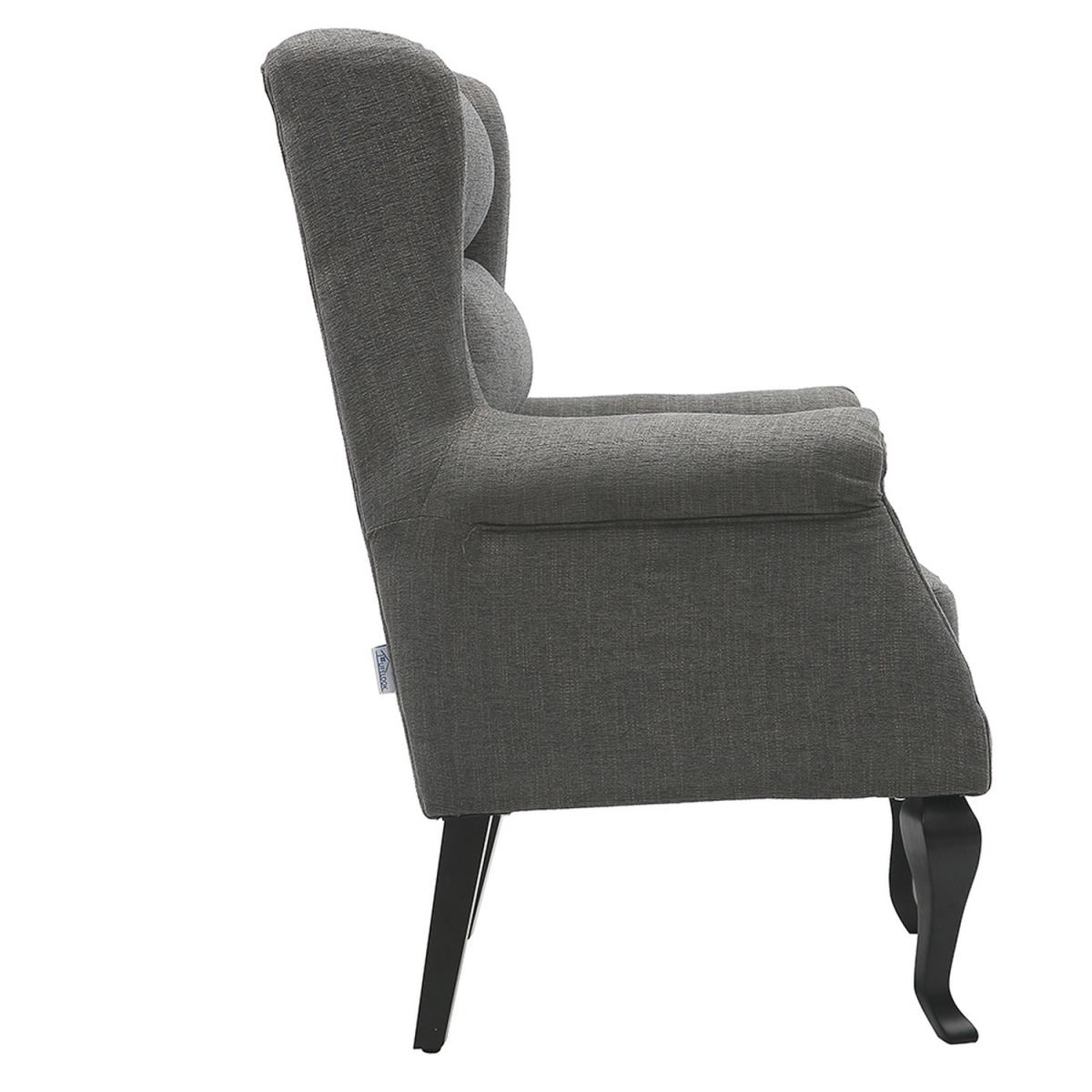 Corduroy Fabric Old Fashioned Armchair - Dark Grey – image 4