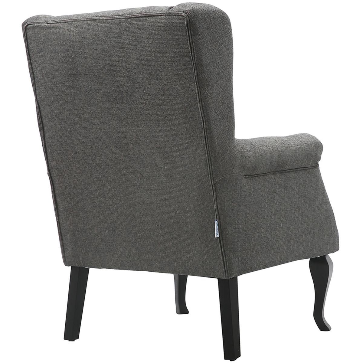 Corduroy Fabric Old Fashioned Armchair - Dark Grey – image 5