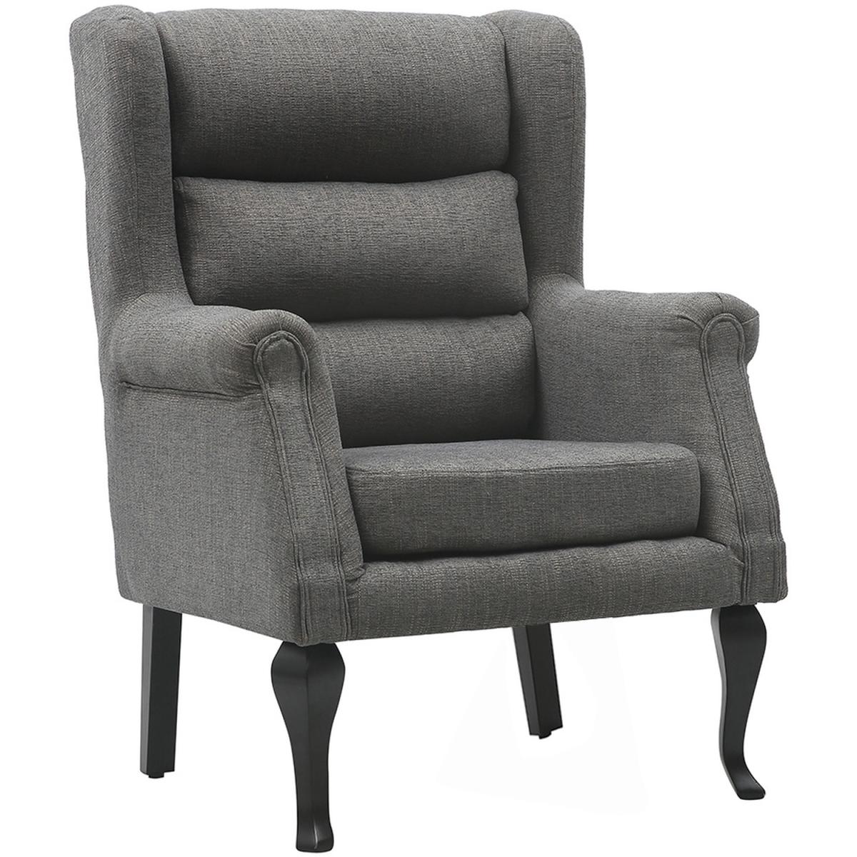 Corduroy Fabric Old Fashioned Armchair - Dark Grey – image 8