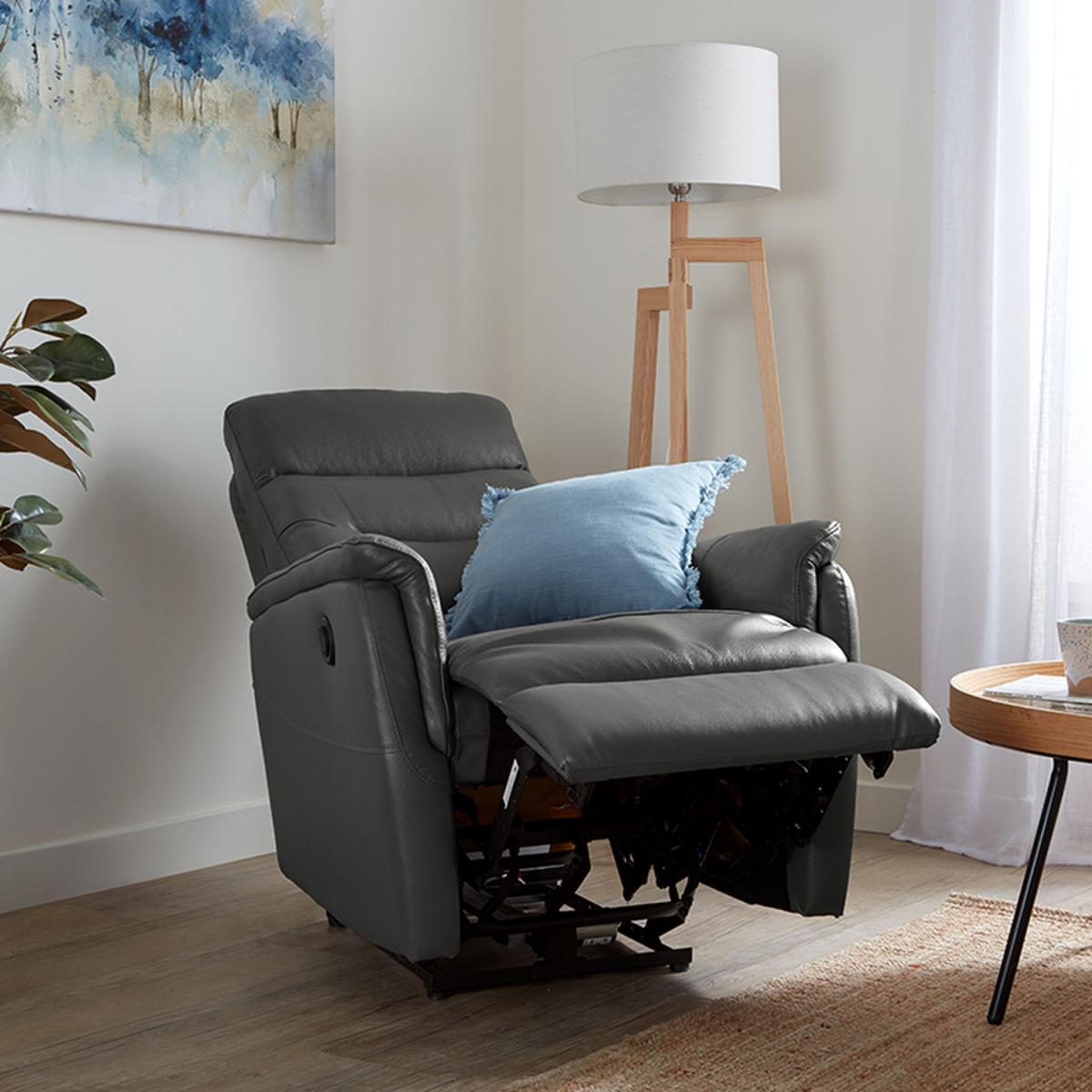 Sorrento Power Leather Recliner Chair Grey - Grey Leather – image 2