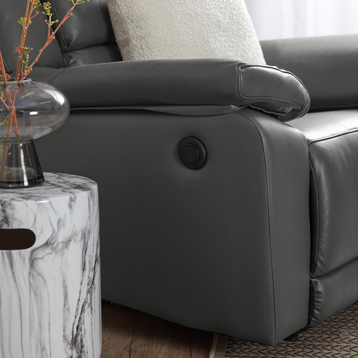 Sorrento Power Leather Recliner Chair Grey - Grey Leather – image 5