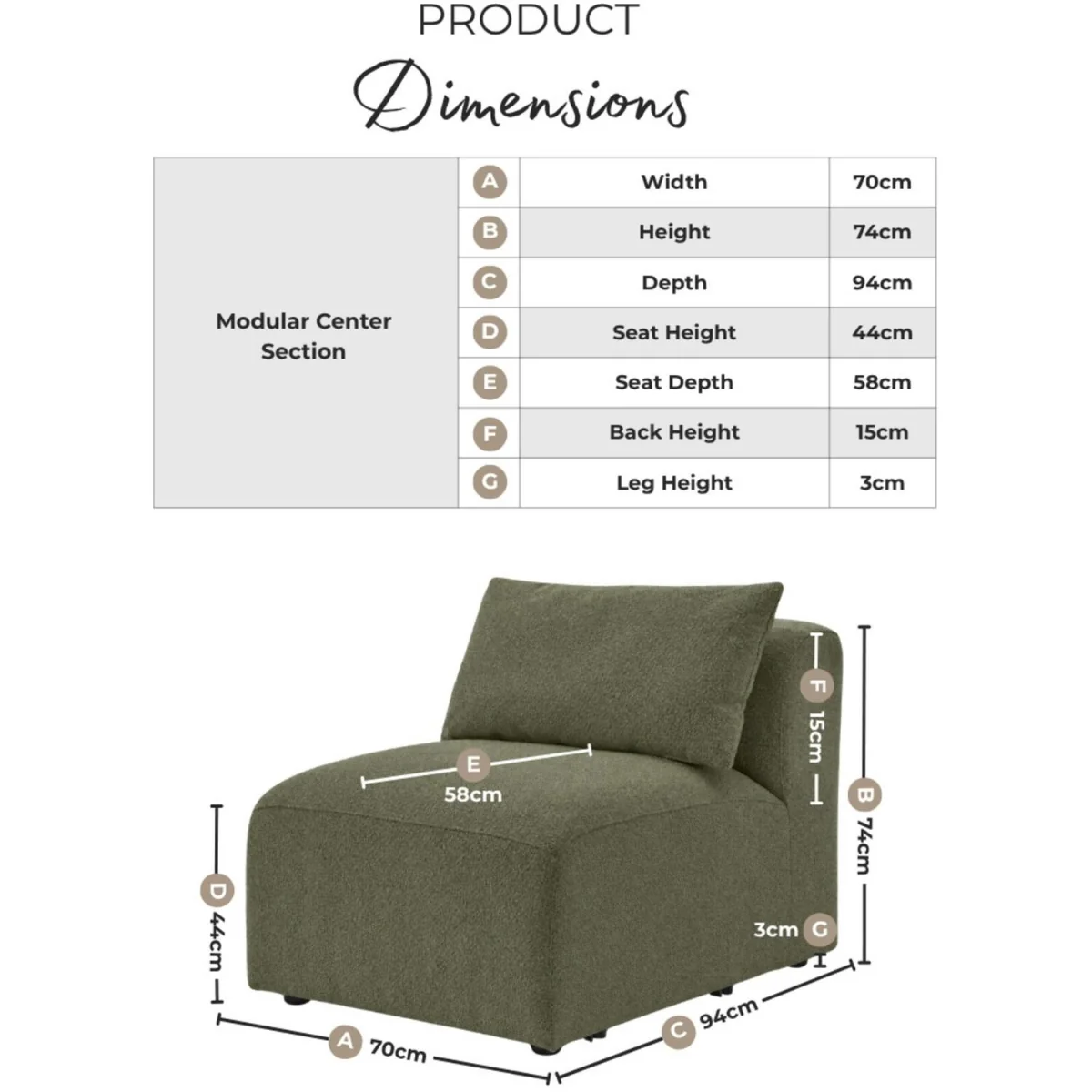 Drift Boucle Armless Armchair for Modular Sofa - Green – image 2