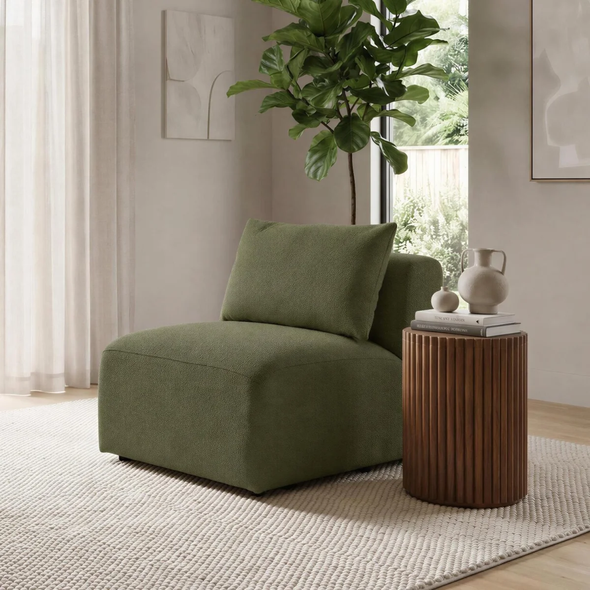 Drift Boucle Armless Armchair for Modular Sofa - Green – image 1