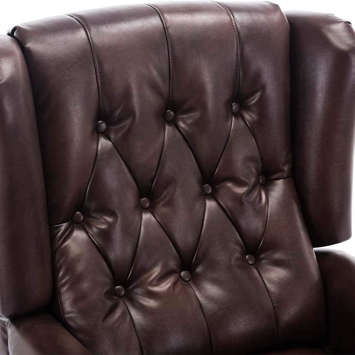 Althorpe Wing Back Fireside Brown Leather Recliner Armchair - Brown – image 2