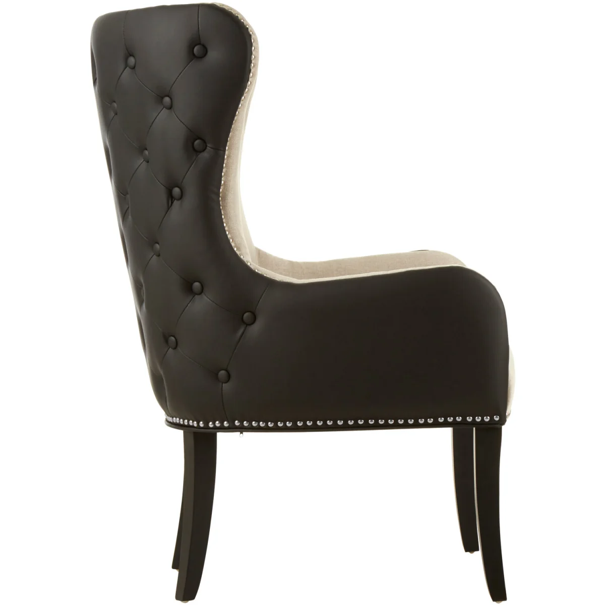Doucet Natural Fabric Armchair with Black Leather Effect Back - Natural – image 2
