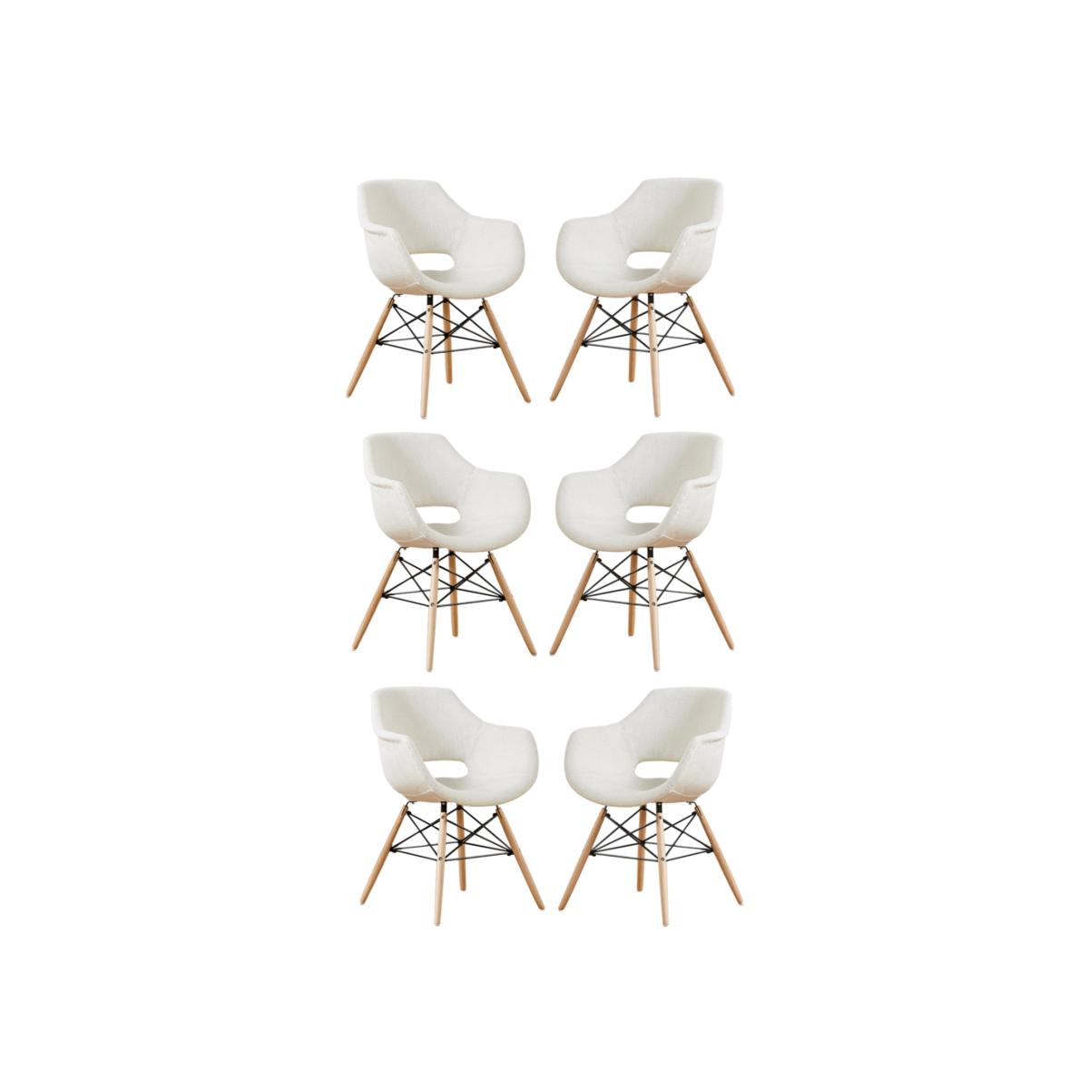 Olivia Eiffel Fabric Armchair Dining Tub Chair Set of 6 - Cream