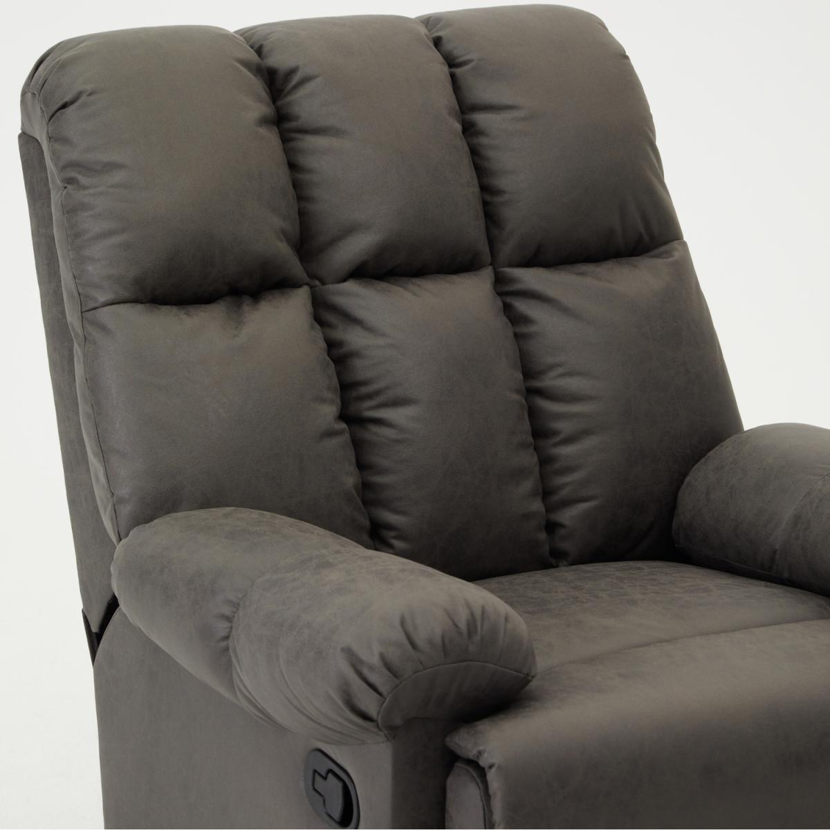 Archer Recliner Armchair Grey Faux Leather High Back - Grey – image 3