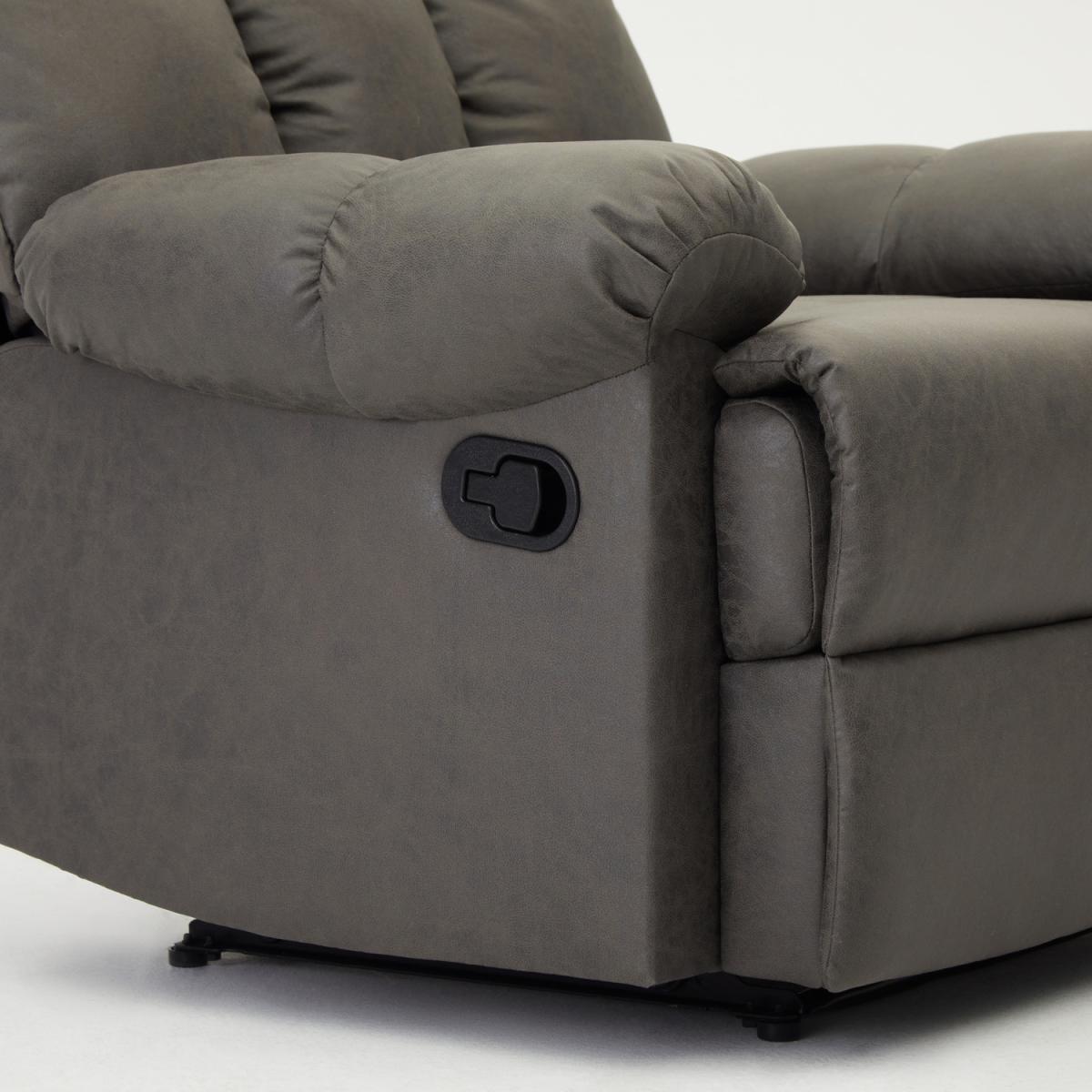Archer Recliner Armchair Grey Faux Leather High Back - Grey – image 4