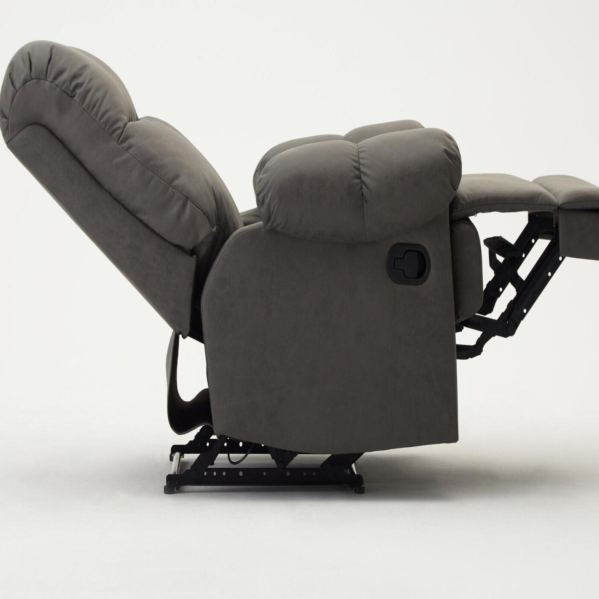 Archer Recliner Armchair Grey Faux Leather High Back - Grey – image 6