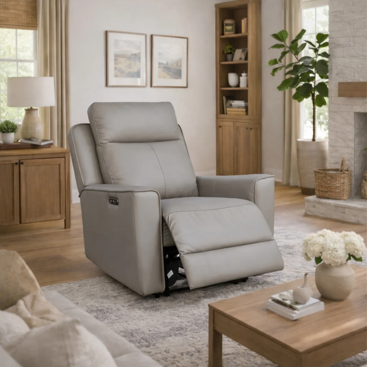 Rivington Real Leather Power Recliner Armchair with USB Charging - Slate – image 15