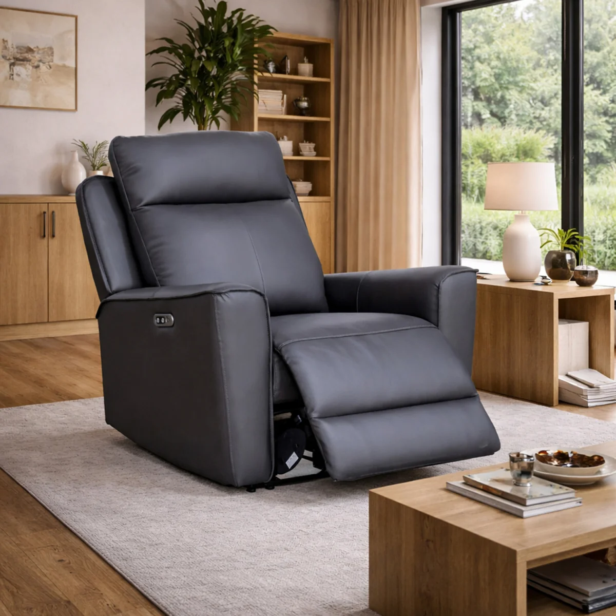 Rivington Real Leather Power Recliner Armchair with USB Charging - Slate – image 16