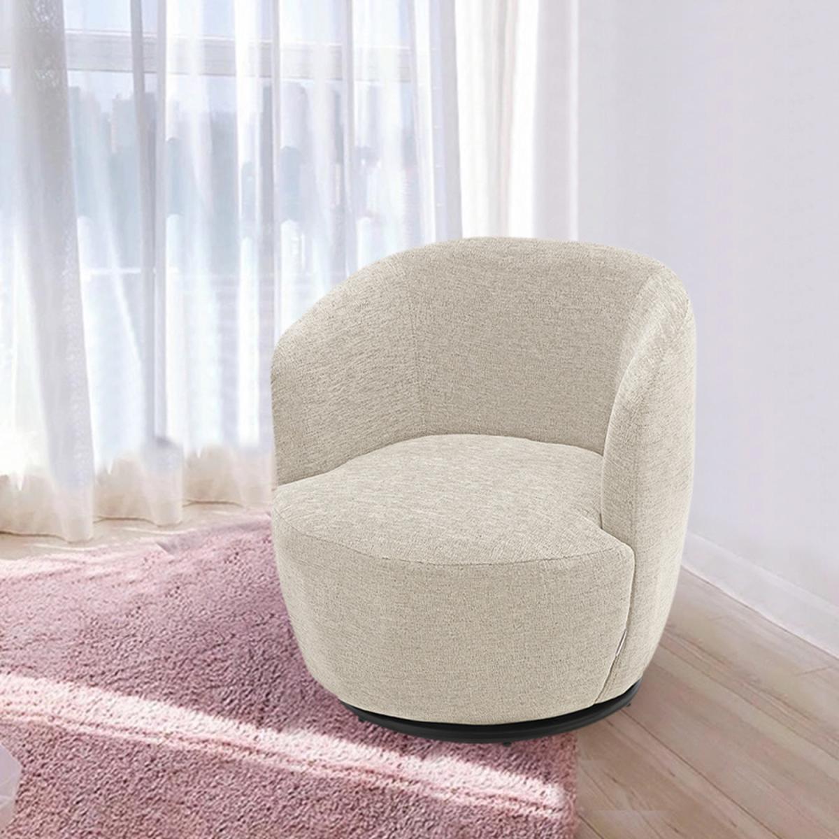 Linen Rotatable Tub Chair - Beige – image 5