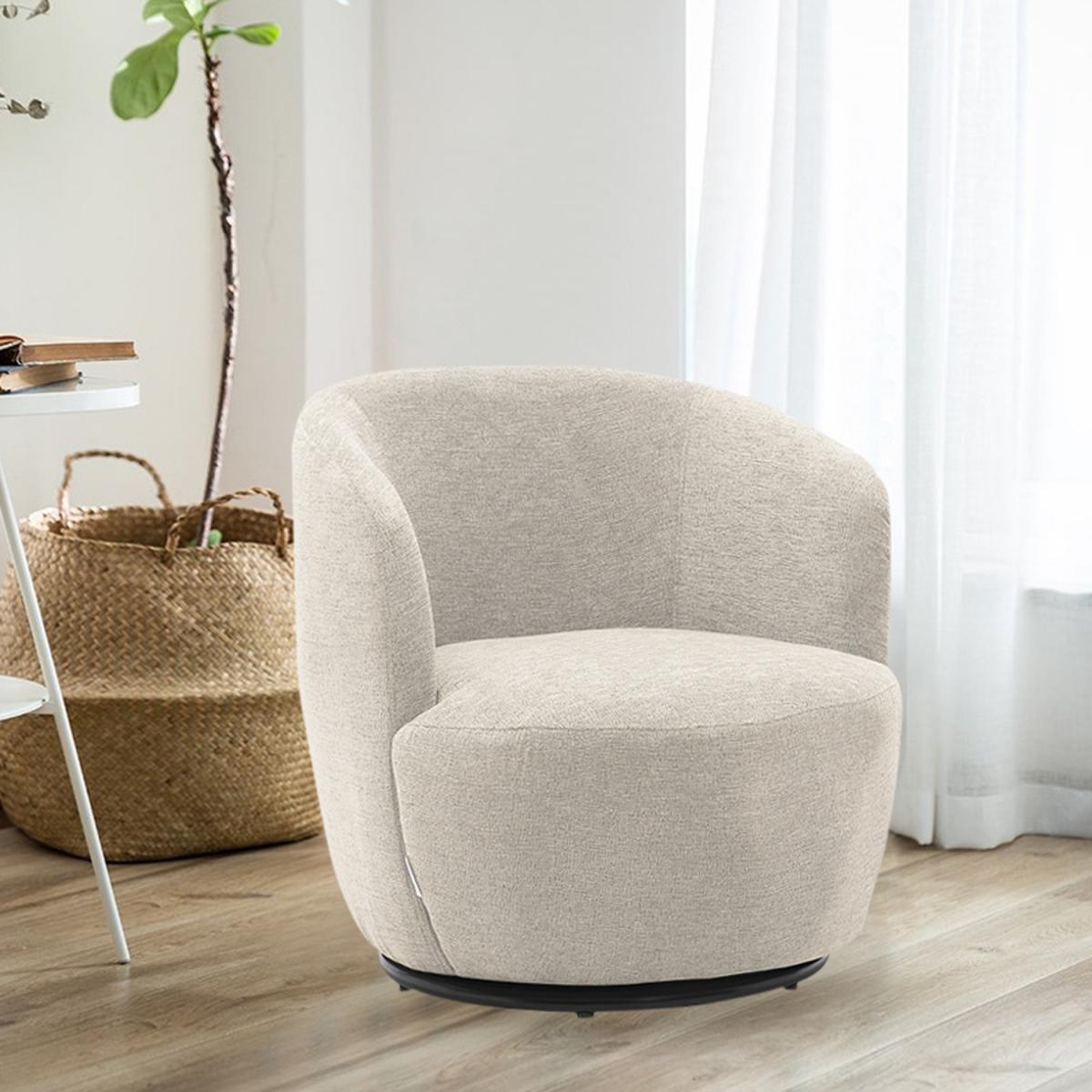 Linen Rotatable Tub Chair - Beige – image 6