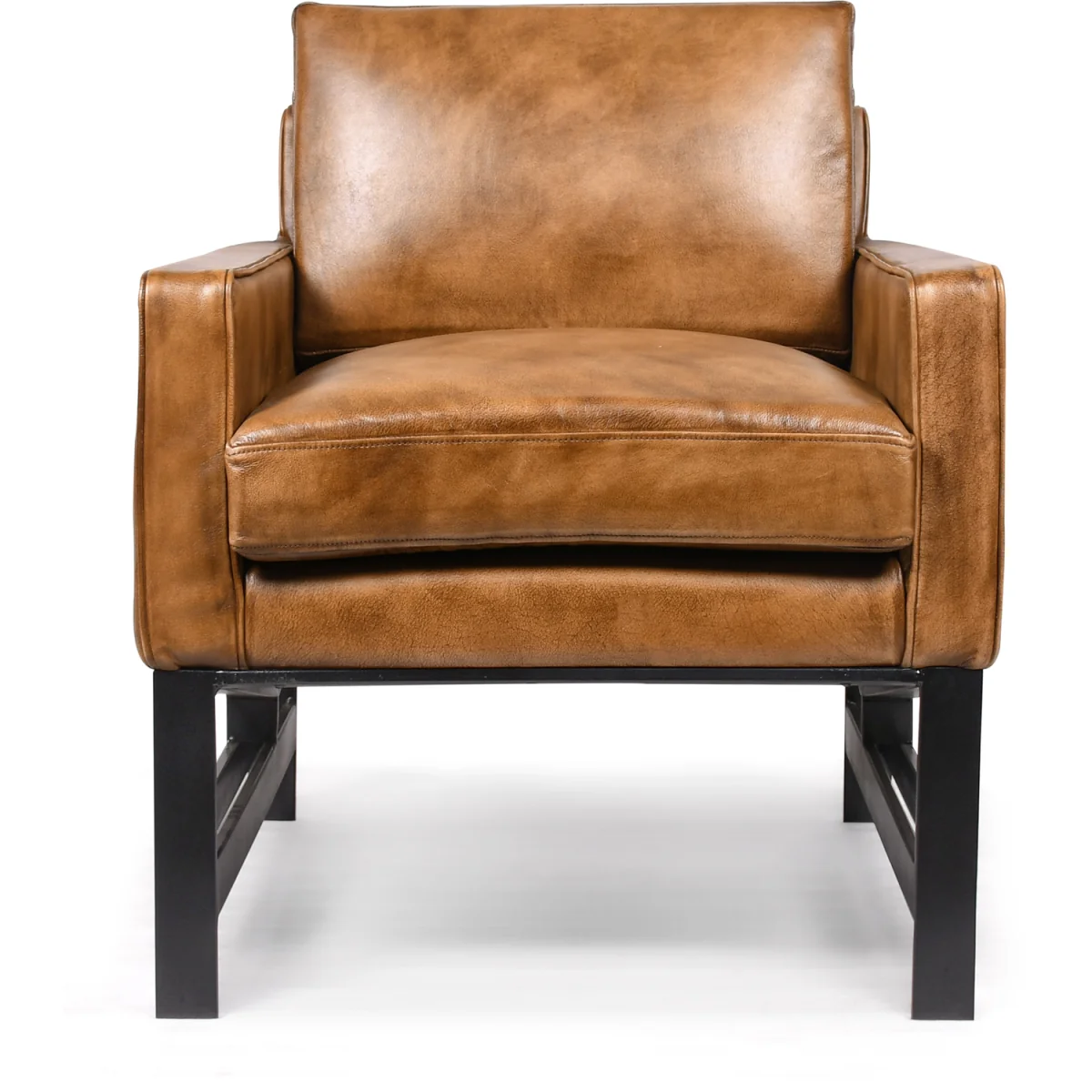 Industrial Genuine Leather Armchair with Metal Frame - Black – image 3