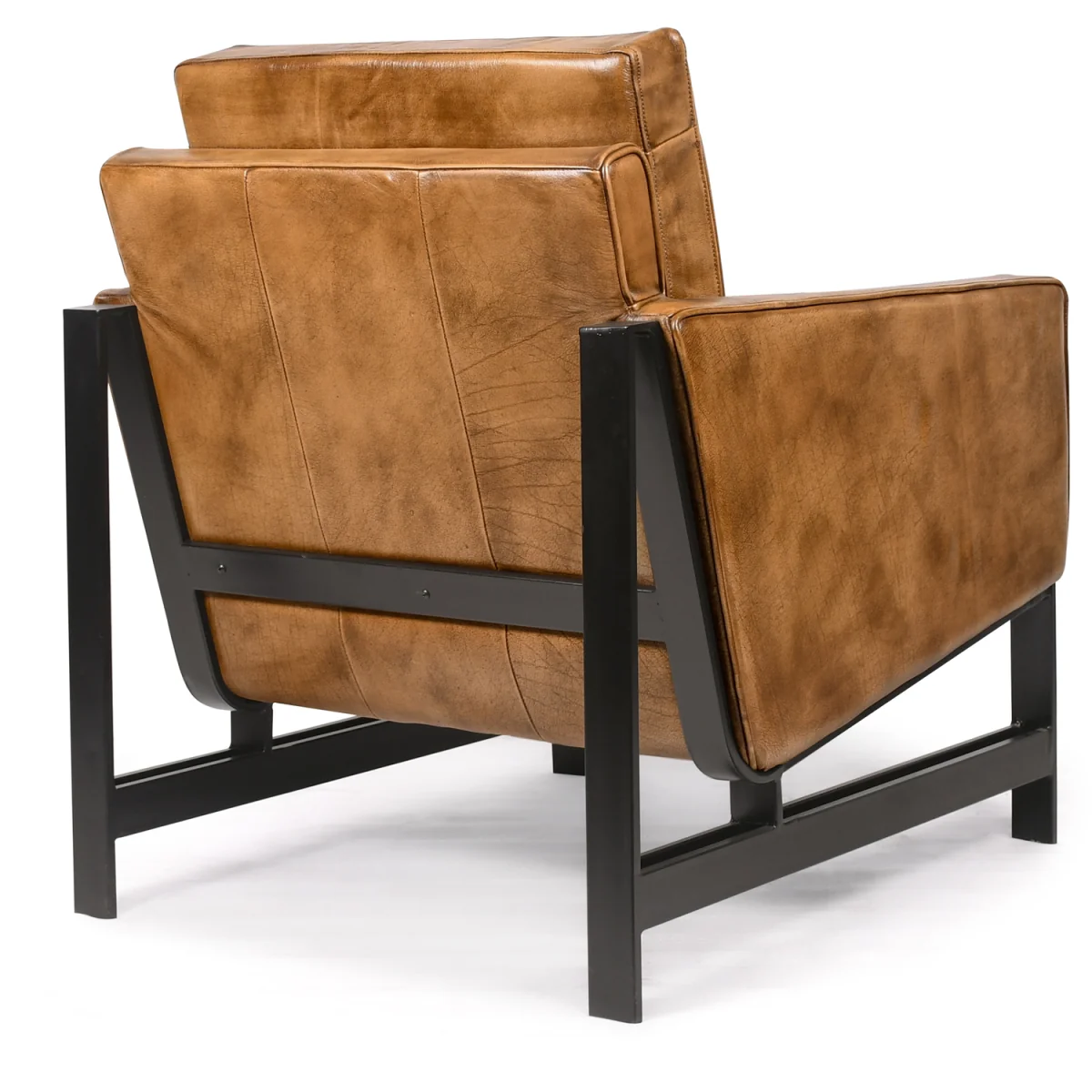 Industrial Genuine Leather Armchair with Metal Frame - Black – image 5