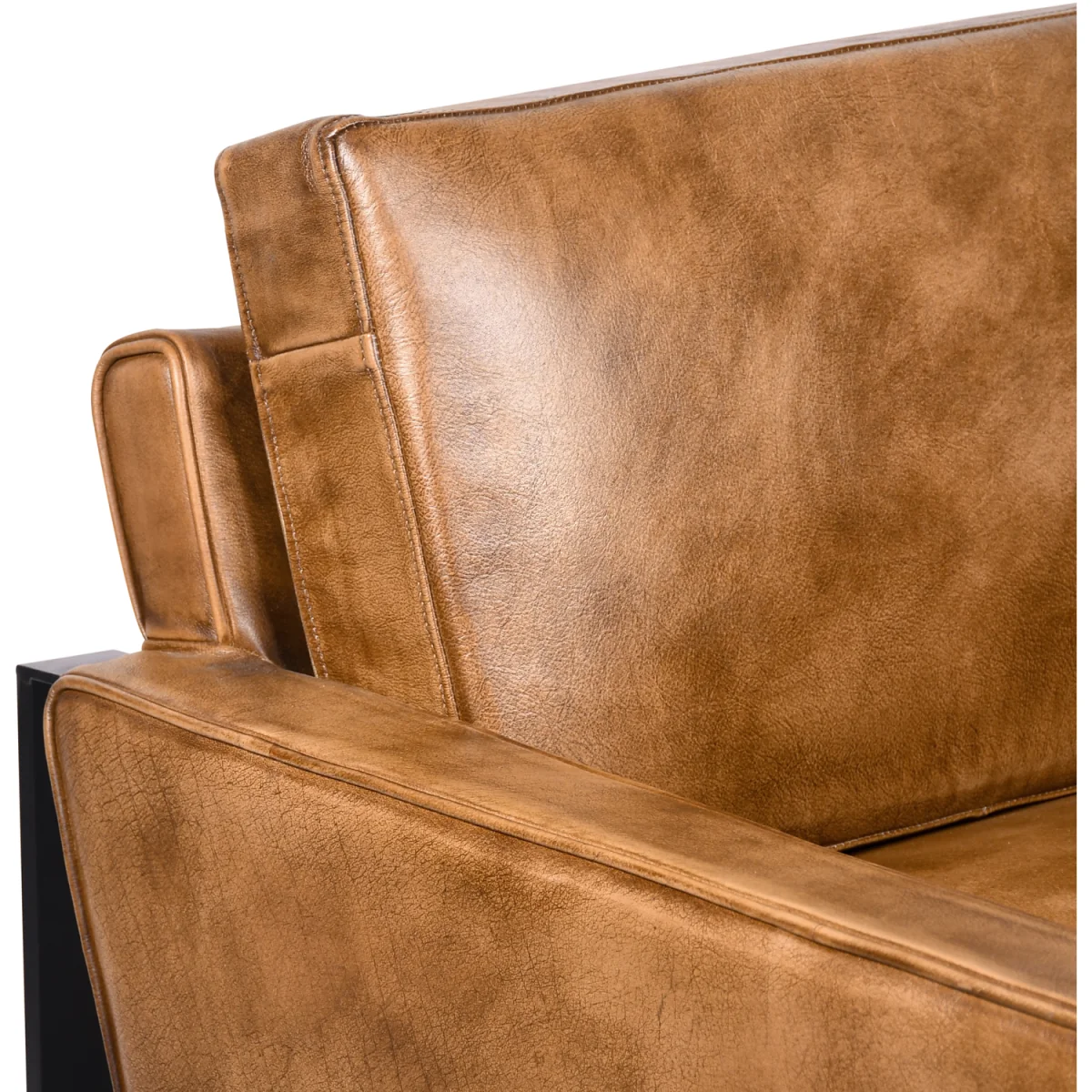 Industrial Genuine Leather Armchair with Metal Frame - Black – image 7