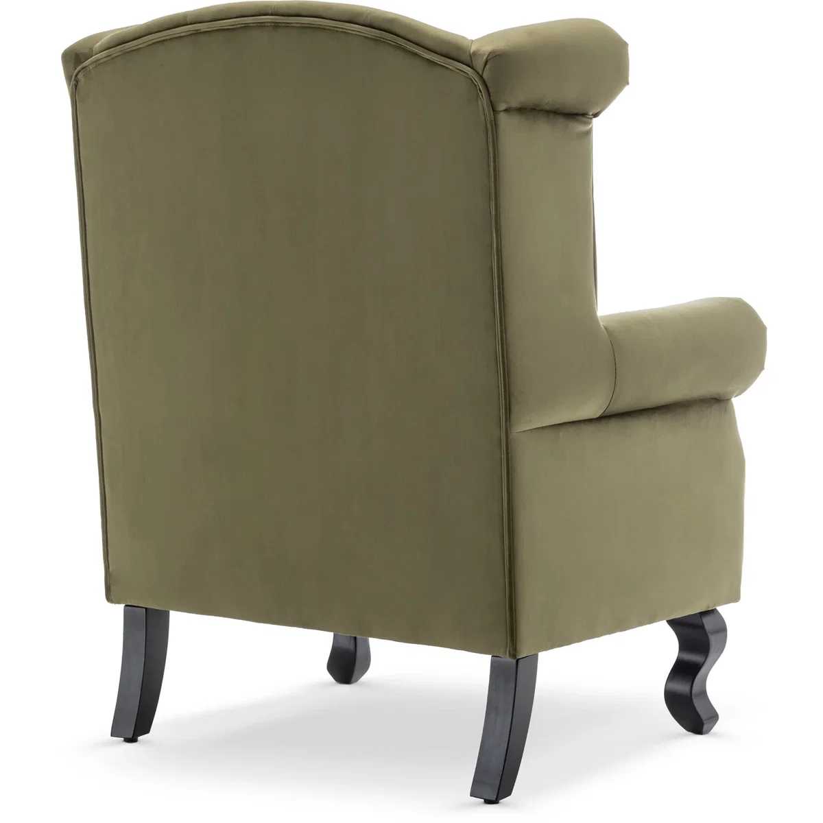 Velvet Sage Green Fireside Henley Wingback Armchair with Buttons - Sage Green – image 4