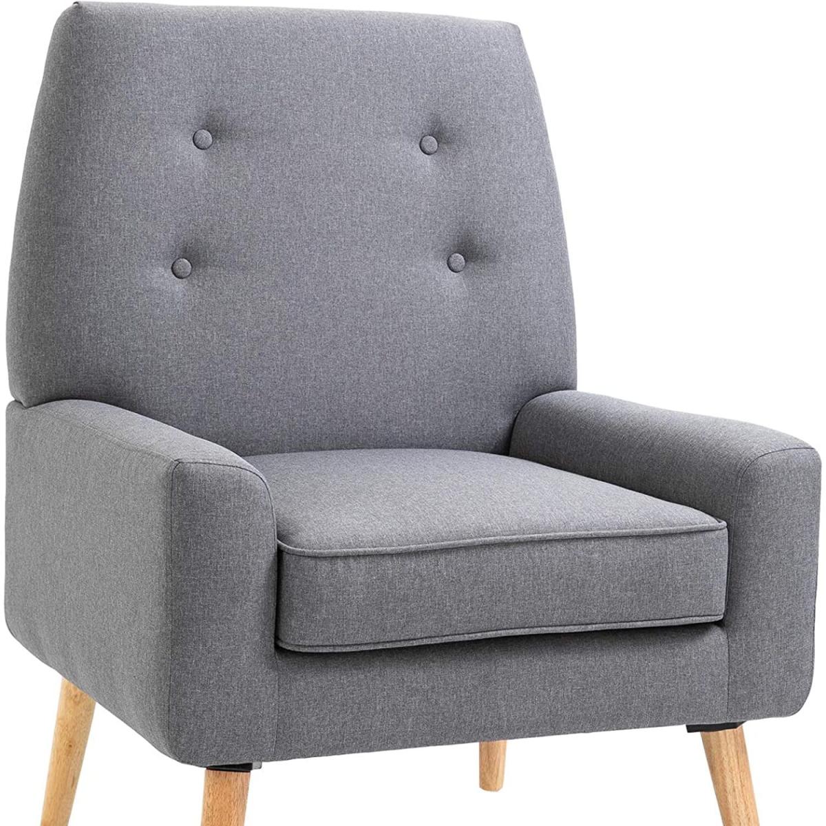 Nordic Single Cushion Padded Armchair - Light Grey – image 2