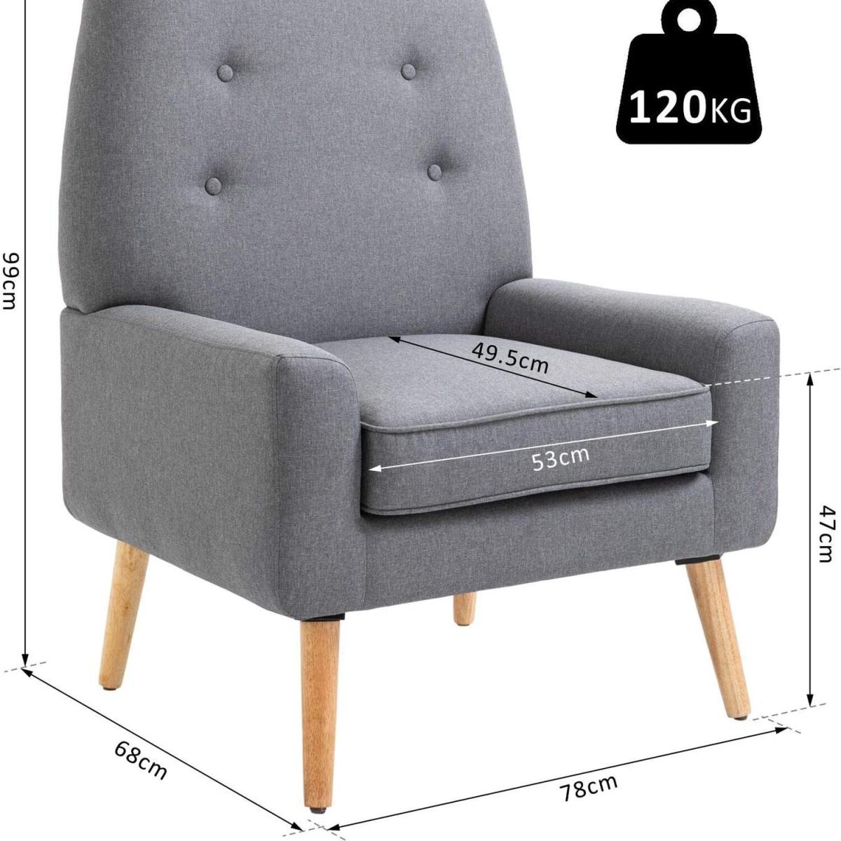 Nordic Single Cushion Padded Armchair - Light Grey – image 3