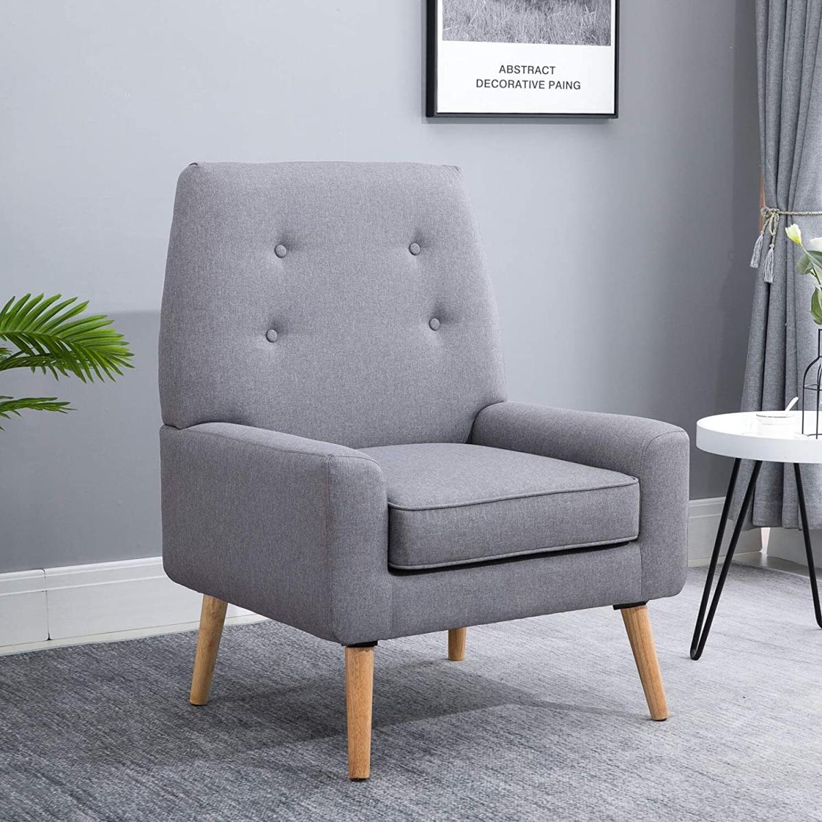 Nordic Single Cushion Padded Armchair - Light Grey – image 1