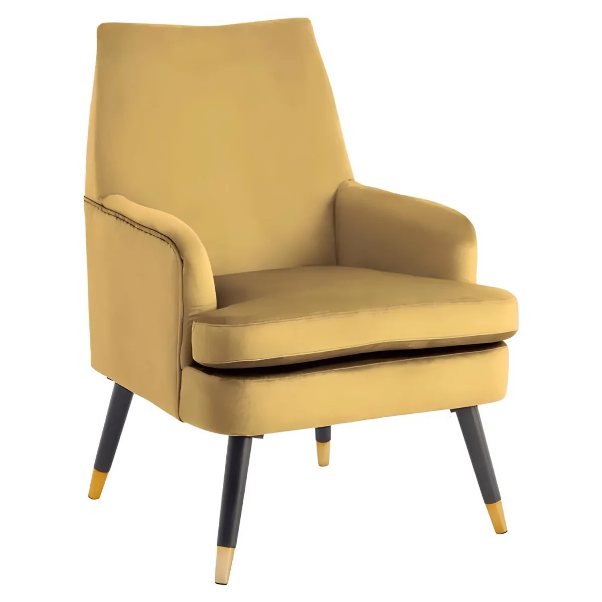 Loretta Velvet Accent Padded Armchair Gold Tipped Feet Modern - Mustard – image 3
