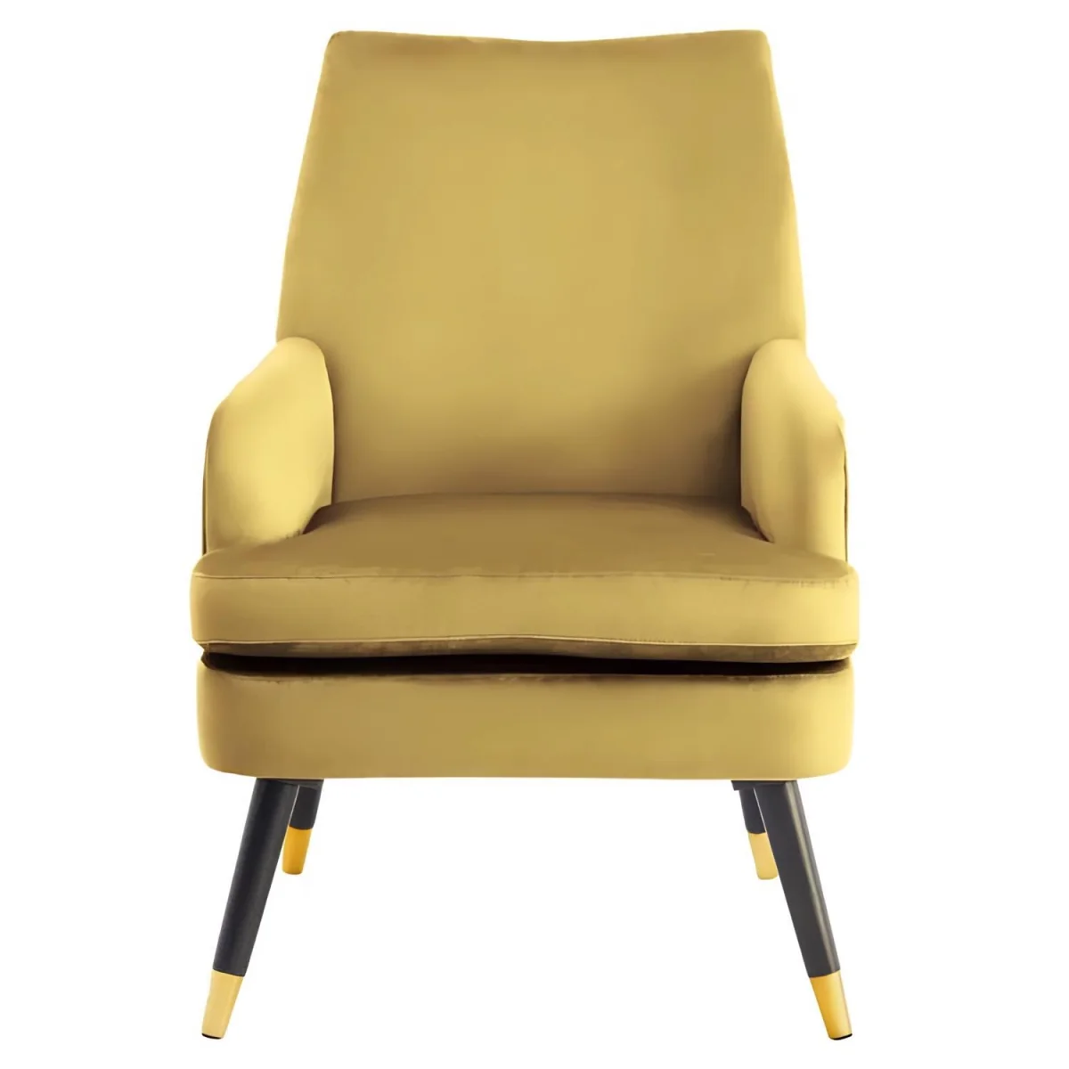 Loretta Velvet Accent Padded Armchair Gold Tipped Feet Modern - Mustard – image 4