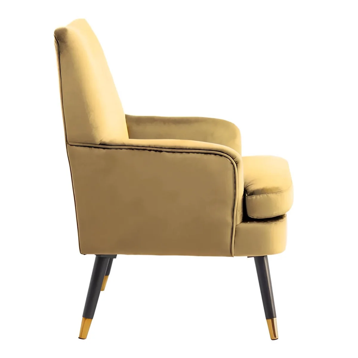 Loretta Velvet Accent Padded Armchair Gold Tipped Feet Modern - Mustard – image 5