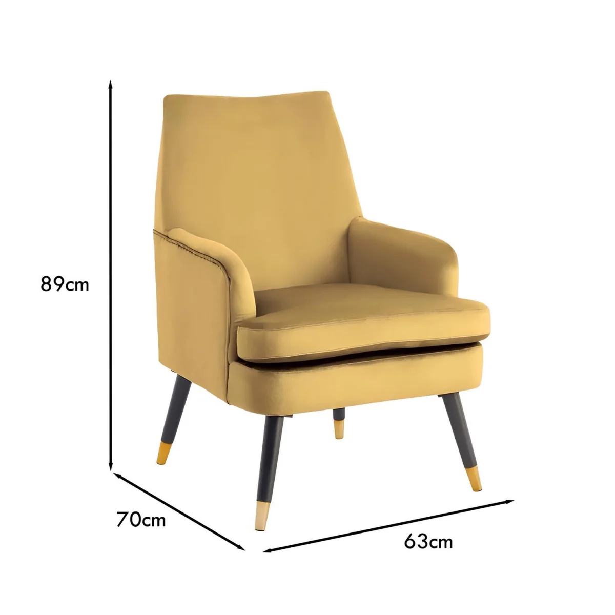 Loretta Velvet Accent Padded Armchair Gold Tipped Feet Modern - Mustard – image 8