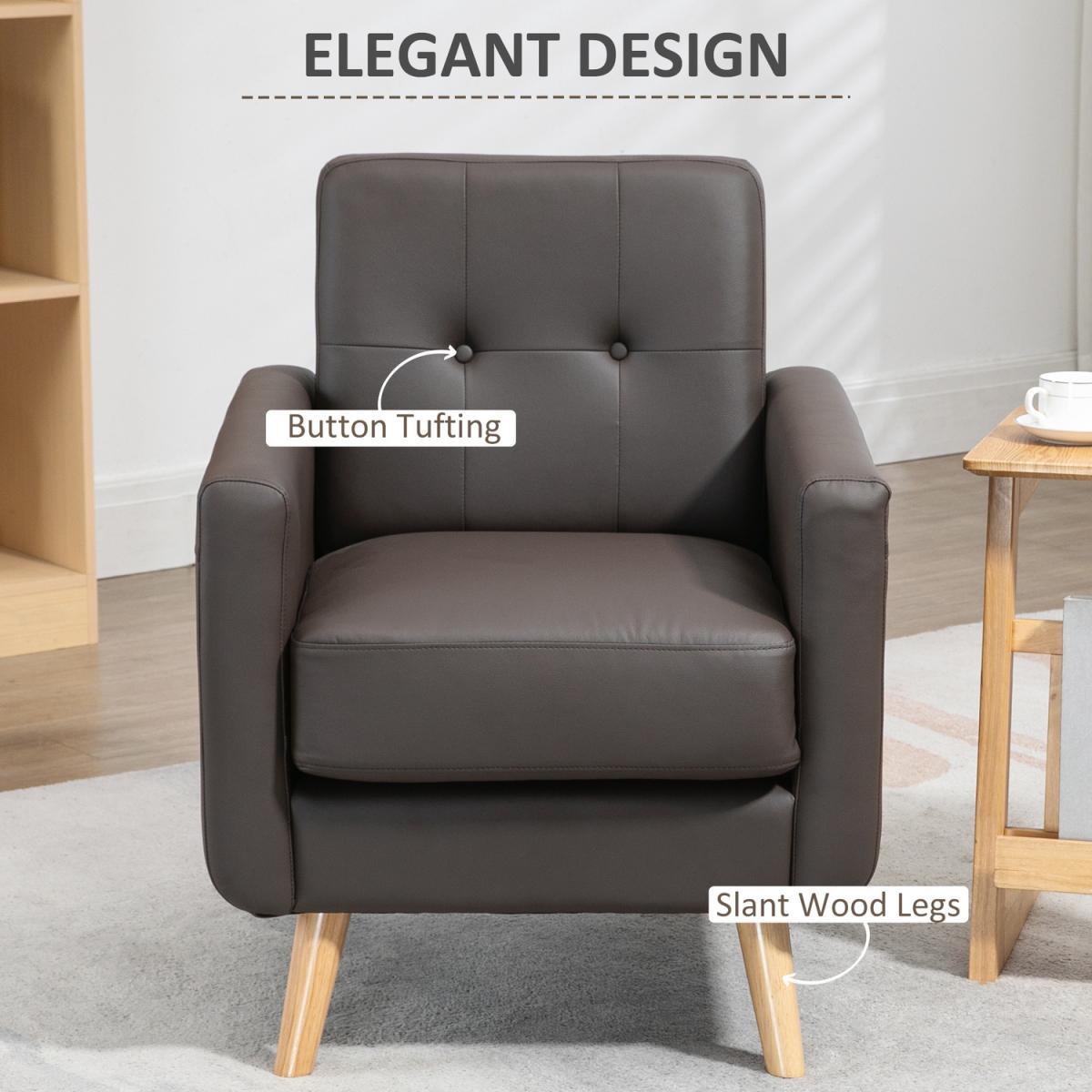 Tufted Modern Armchair Fireside Chair - Brown – image 3