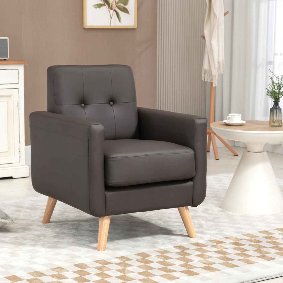 Tufted Modern Armchair Fireside Chair - Brown – image 6