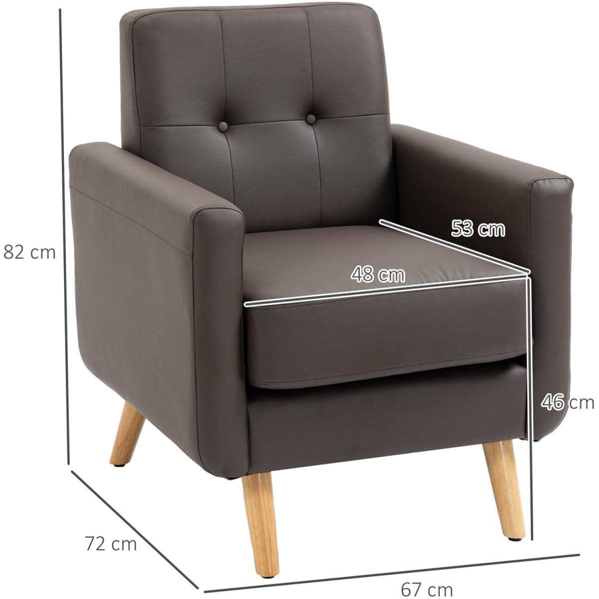 Tufted Modern Armchair Fireside Chair - Brown – image 7