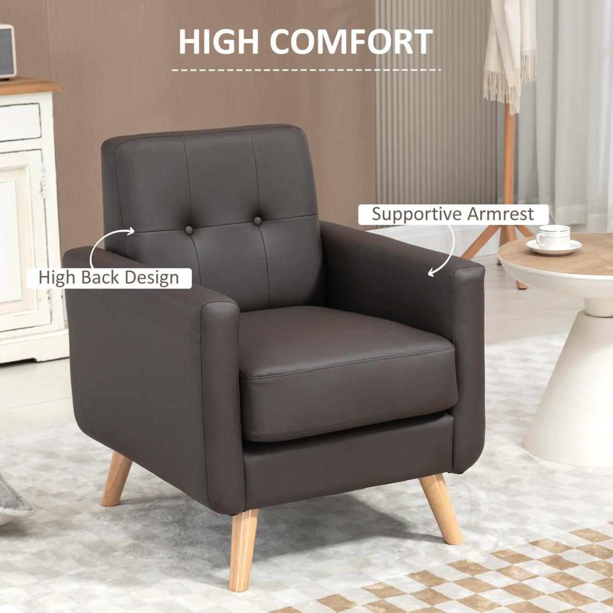 Tufted Modern Armchair Fireside Chair - Brown – image 8