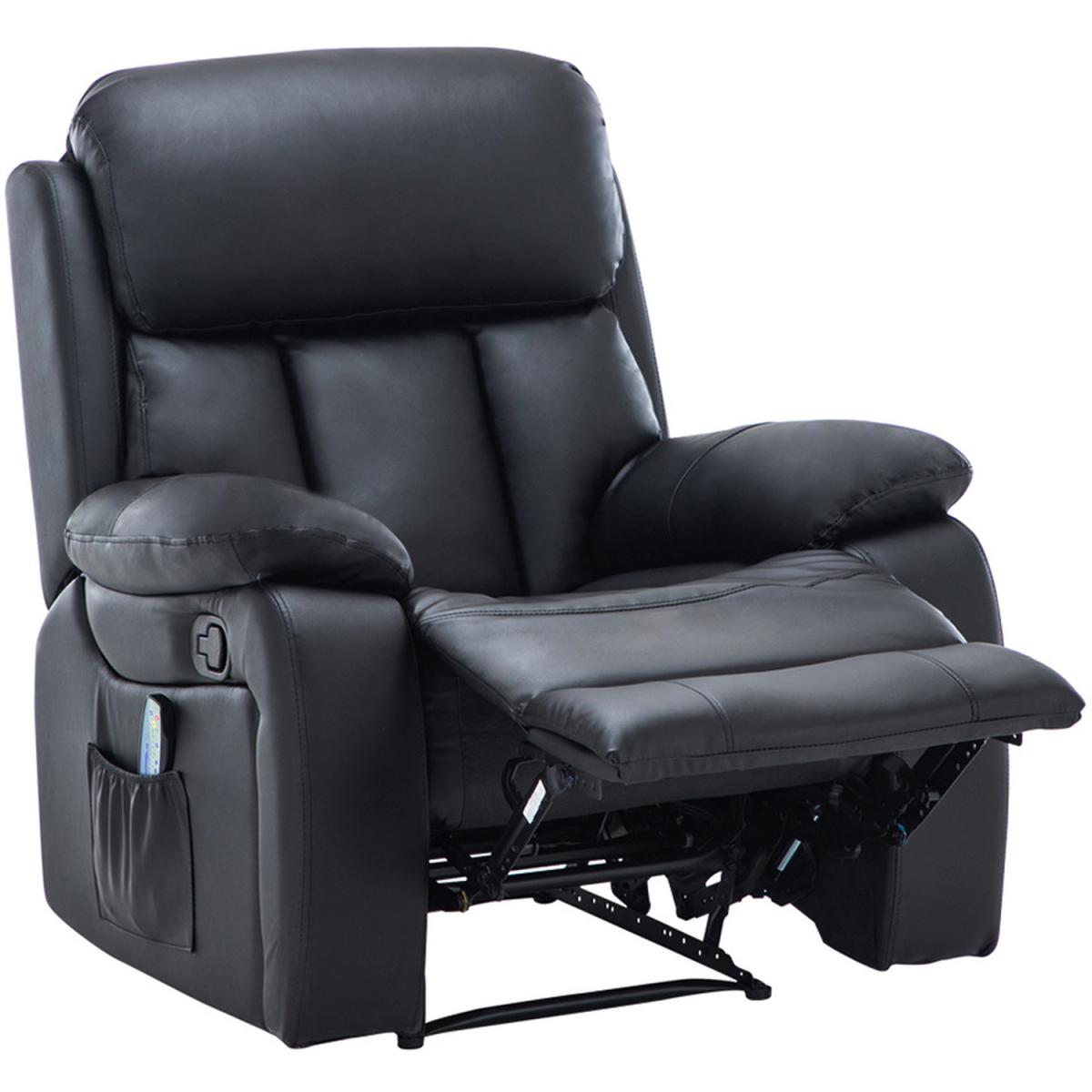 PU Leather Massage and Heat Recliner - Black – image 3