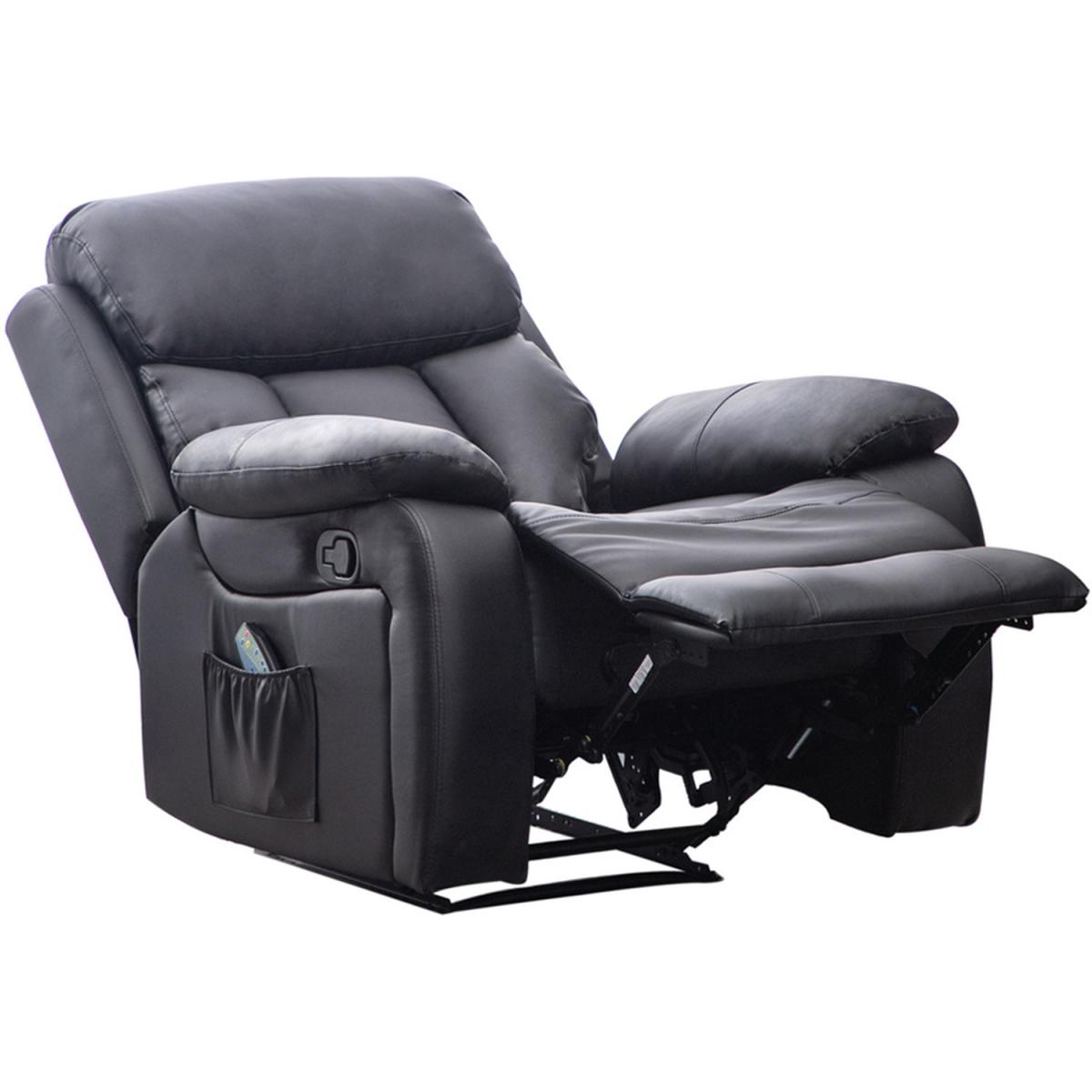 PU Leather Massage and Heat Recliner - Black – image 4
