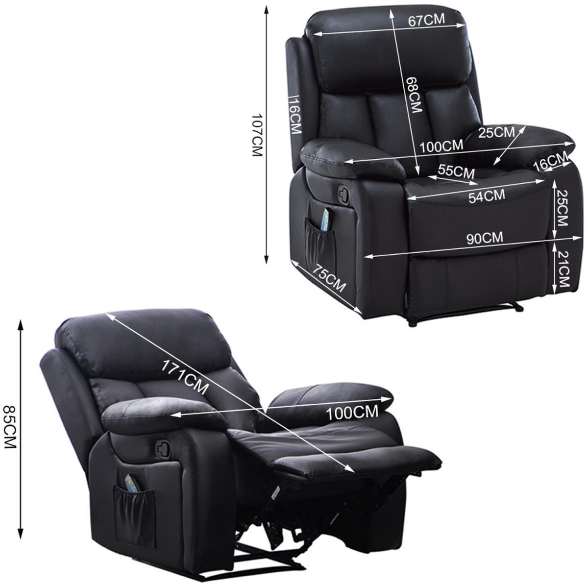 PU Leather Massage and Heat Recliner - Black – image 7