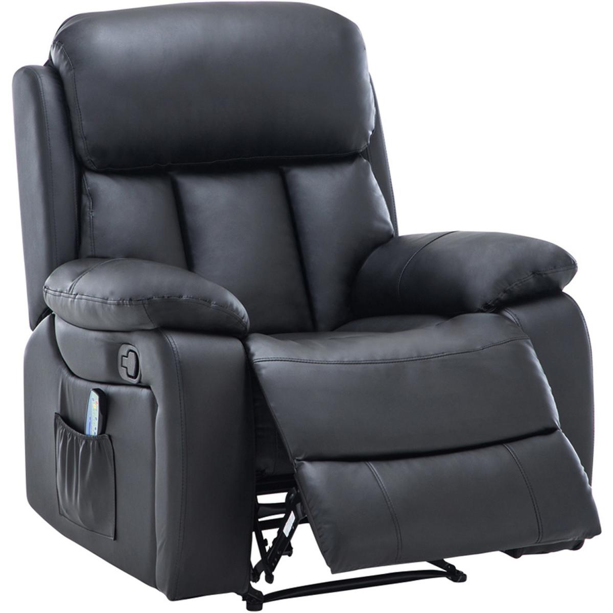PU Leather Massage and Heat Recliner - Black – image 8